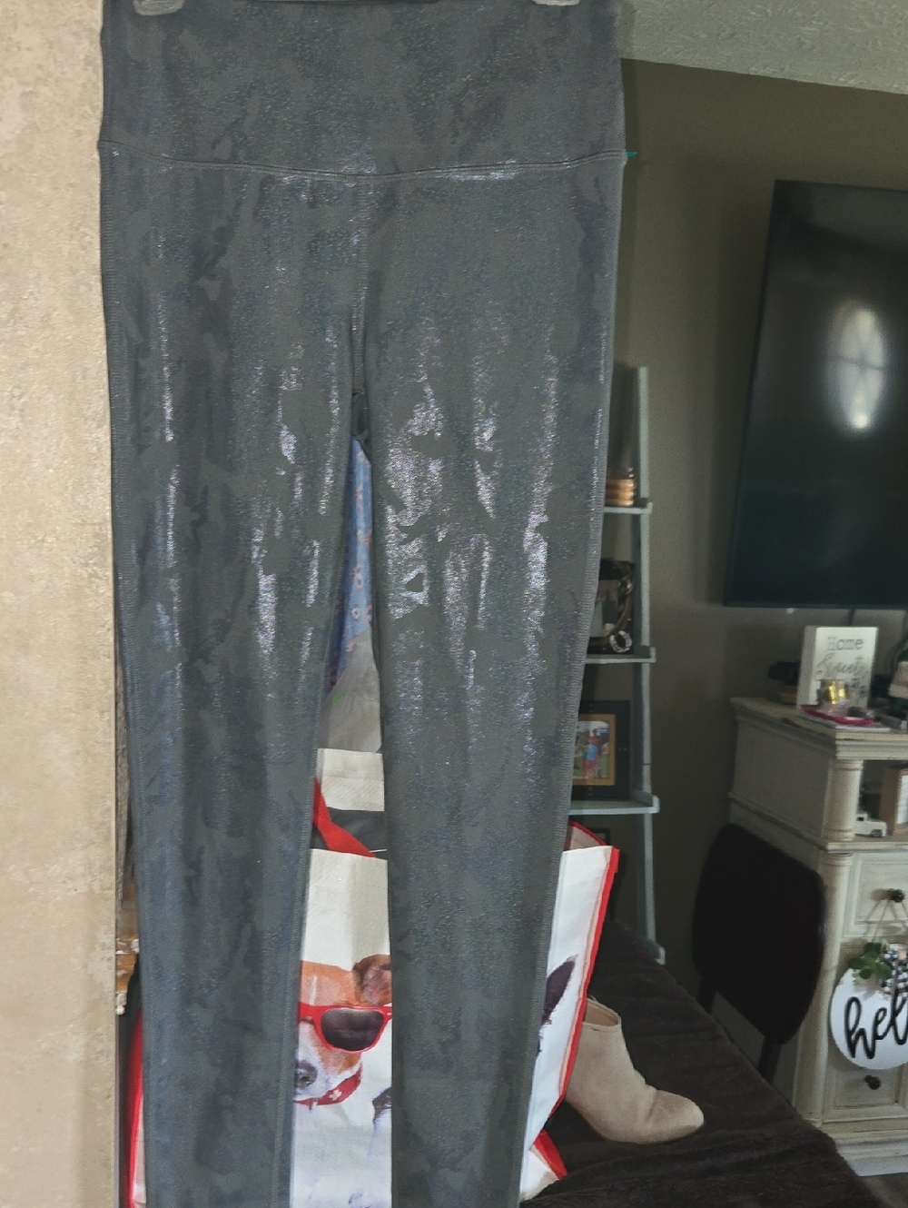 Mono B Gray Holographic Sparkle Leggings NWOT